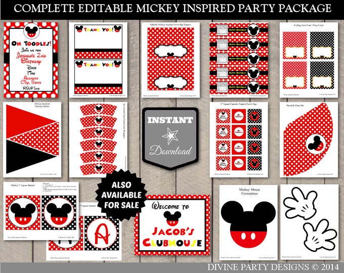 SALE INSTANT DOWNLOAD Mouse Birthday Party Table Centerpiece / Printable Diy / Classic Mouse Collection / Item #1543