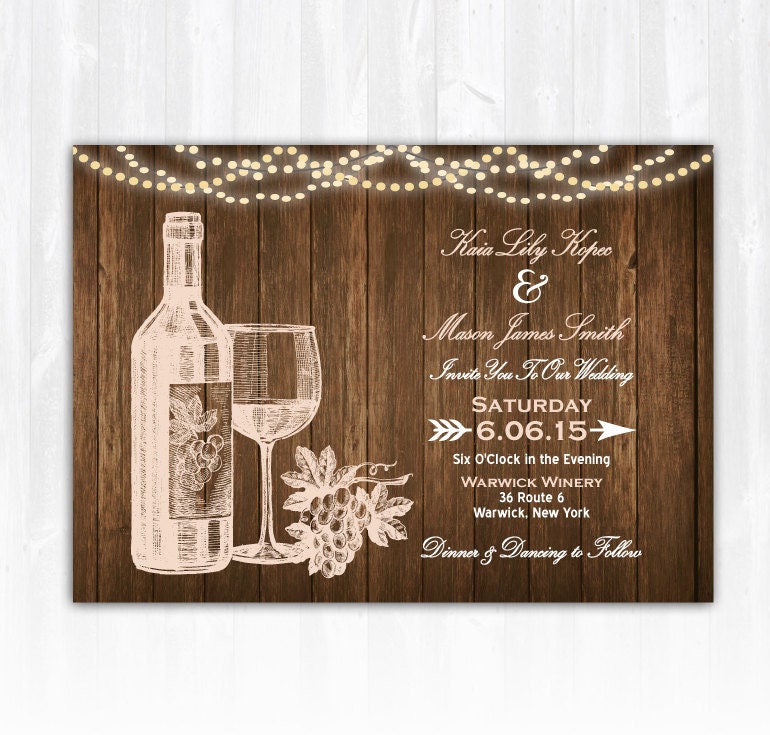 Wine Wedding Invitation DIY PRINTABLE Digital File or Print