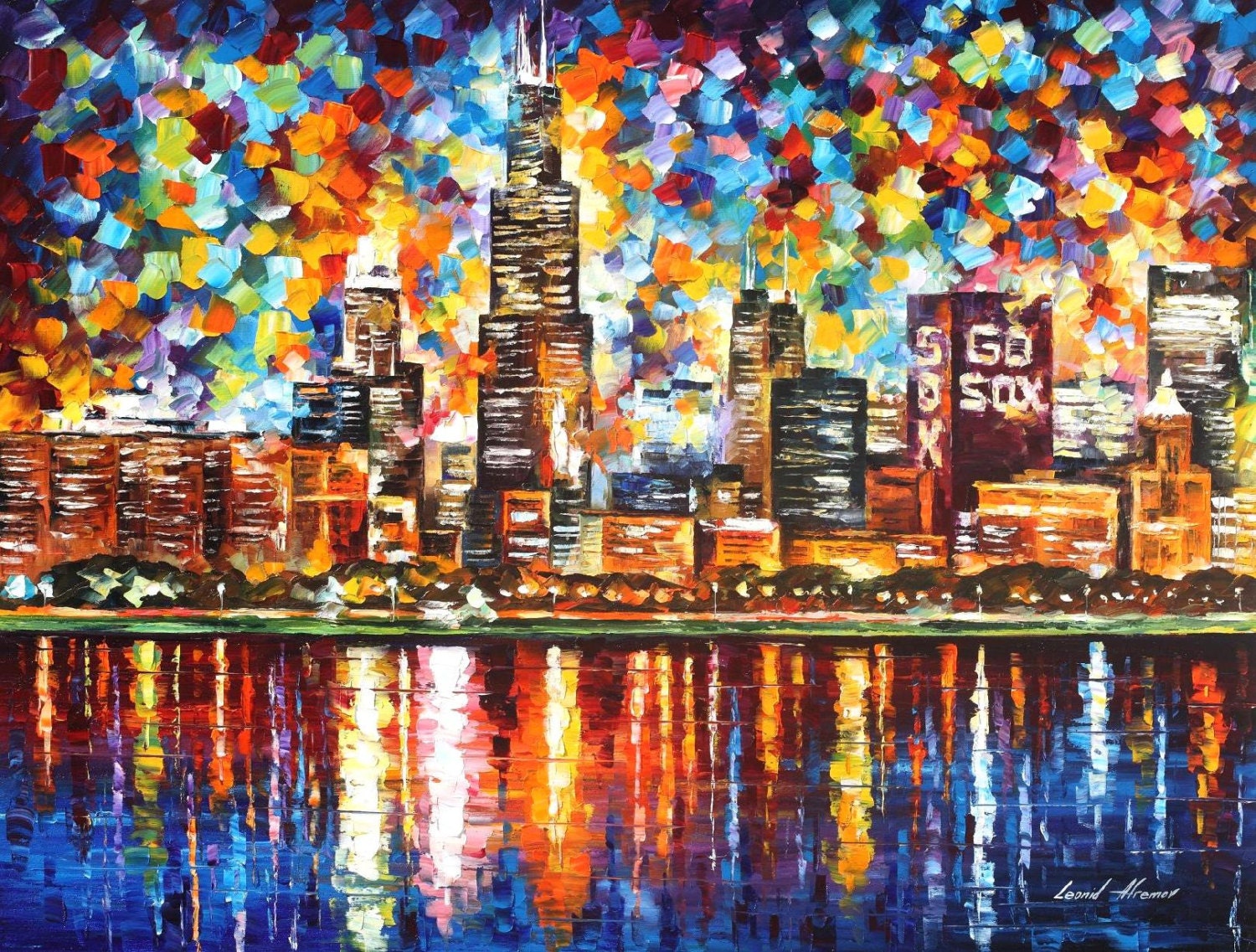 Chicago Painting Illinois Wall Art On Canvas By Leonid Afremov   Il Fullxfull.662310231 P3hg 