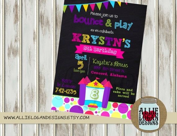 Items similar to Bounce Birthday Party Invitation - Digital or Printed