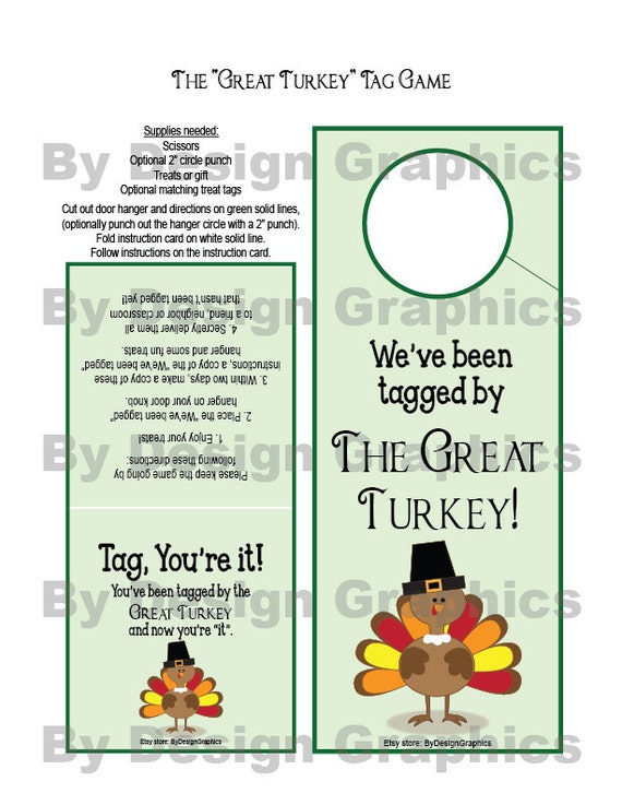 Digital Great Turkey Tag Game. INSTANT DIGITAL by TheGraphicBird