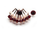 Rose Gold ear Jacket, Burgundy Earrings Crystal, Ear jacket earrings, Ear Cuffs Jewelry, Double sided, Front Back Earrings, Interchangeable.