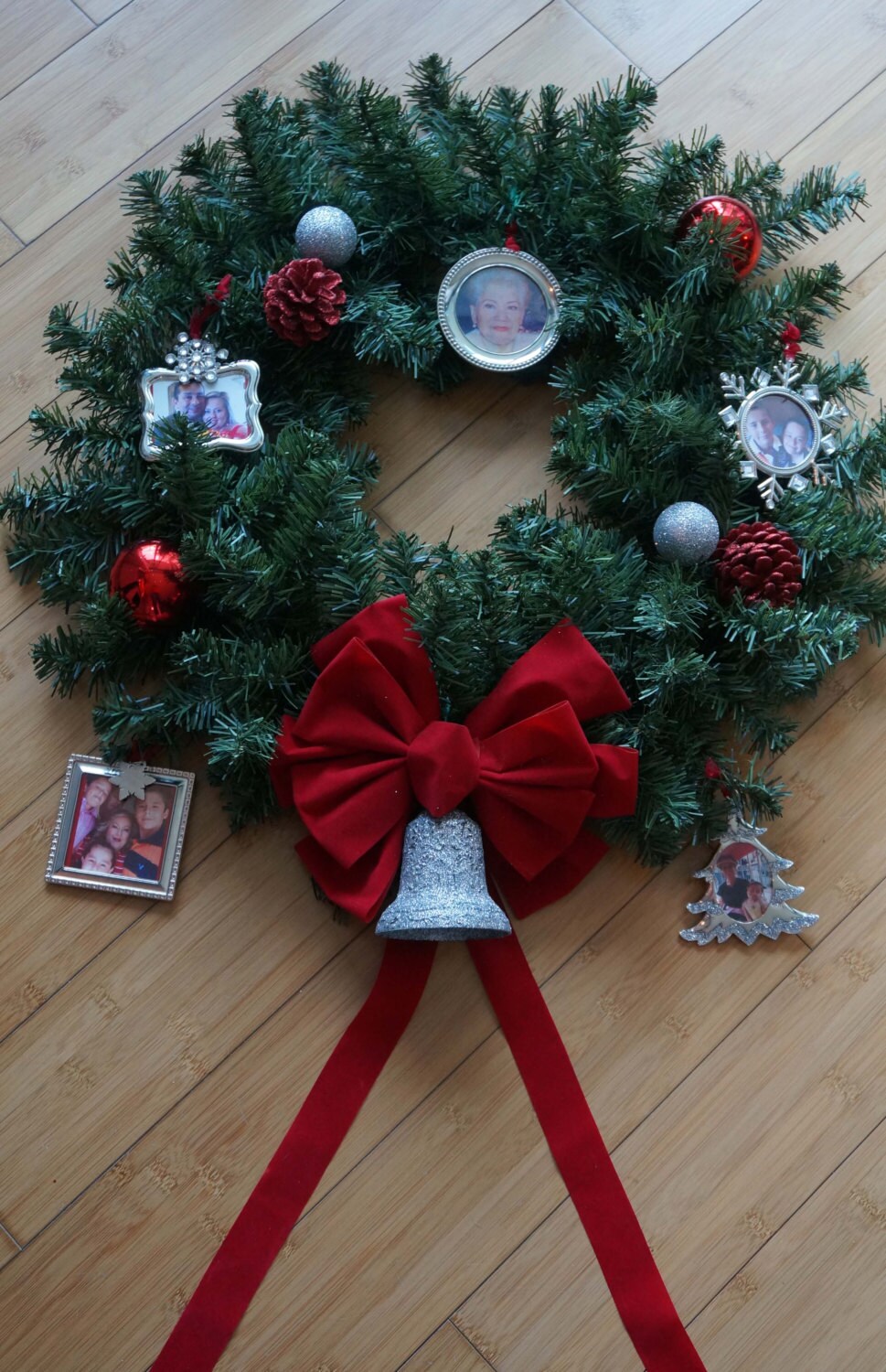 Custom Holiday Wreath With Ornament Picture Frames