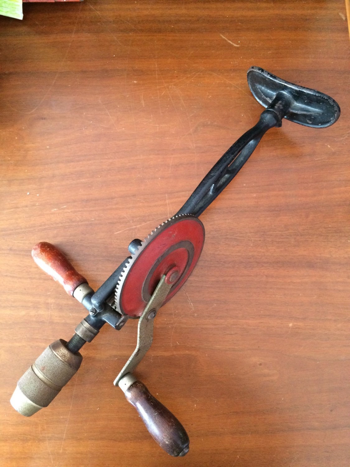 Vintage Craftsman Hand Drill with Red Handle 1071