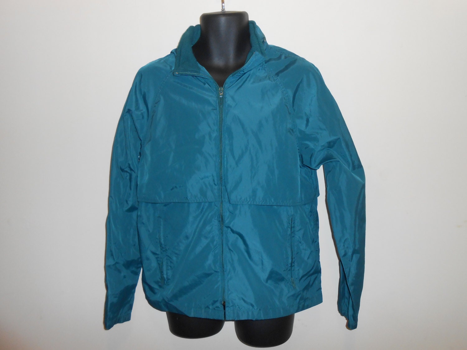 Vintage Eddie Bauer Dark Teal Green Blue Windbreaker Jacket Sz