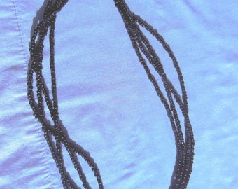 22", 6/0 black seed bead necklace