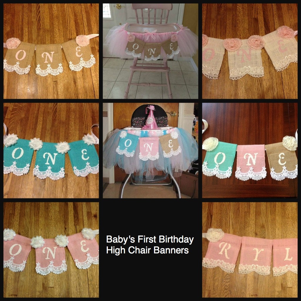 Baby's First Birthday High Chair Banner Regular Burlap