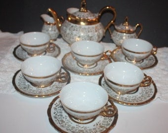 Beautiful Vintage Schirnding Bavaria Gold Floral Tea Set of 6