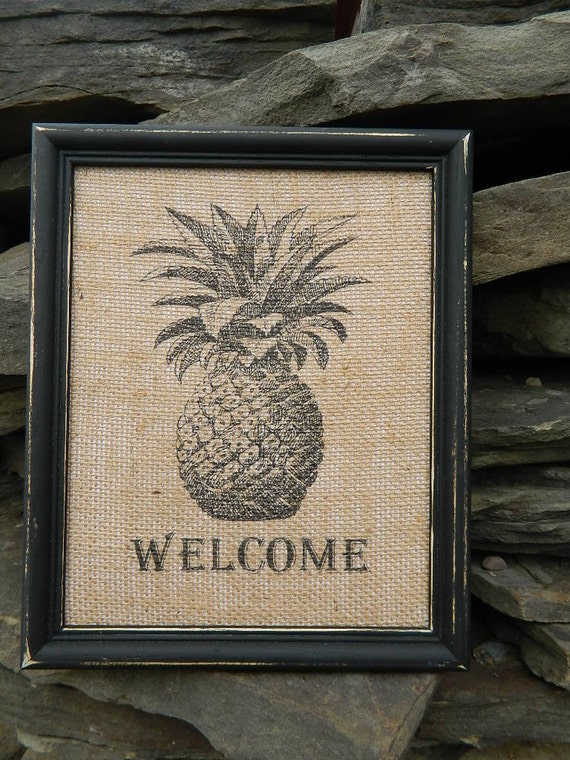 Pineapple Wall Art Vintage Black Frame