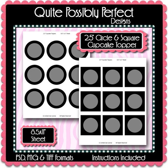 Download Cupcake Topper Template Instant Download PSD and PNG Formats