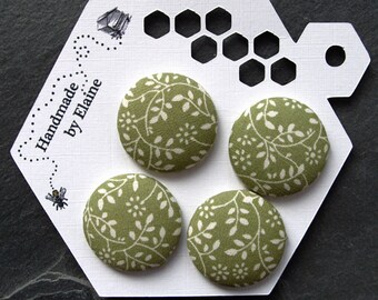 Green - 1.5cm Handmade Fabric Small Button (Set of 12) 01