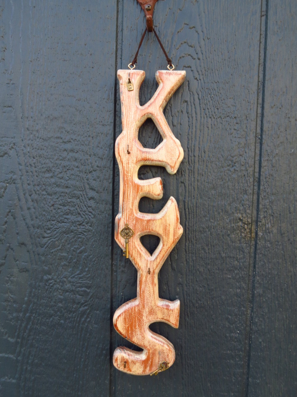 Keys Key holder hallway sign sign with hooks keys wooden
