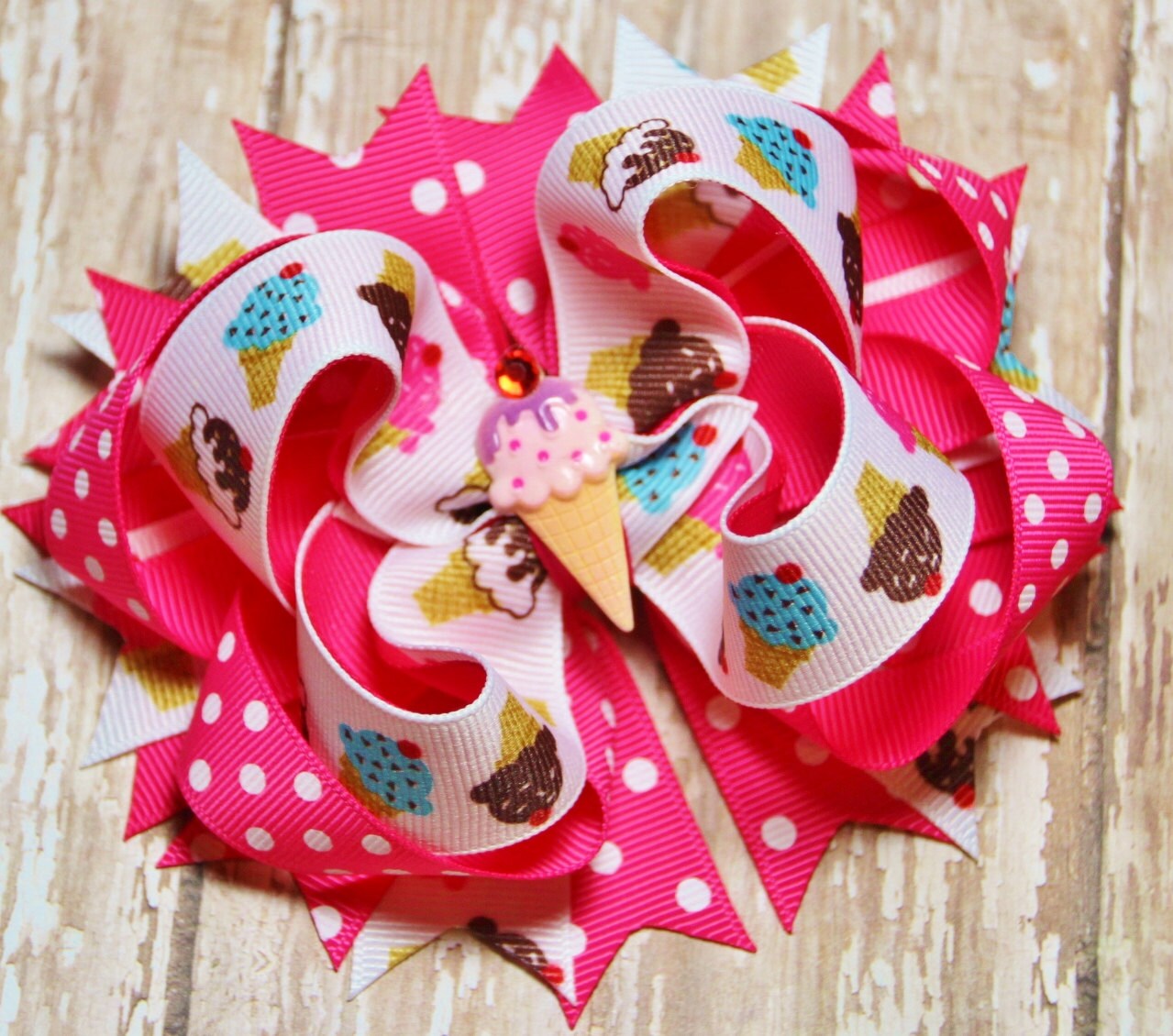 Ice Cream Cone Hair Bow Ice Cream Hair Bow Summer Hair Bow