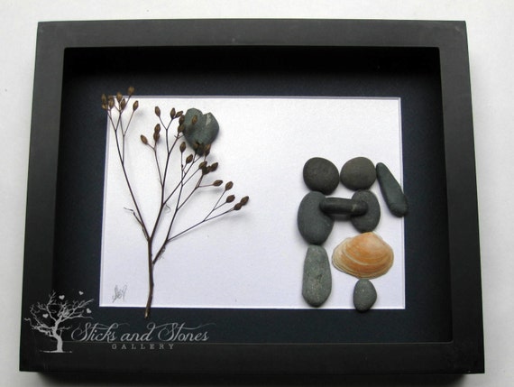 Pebble Art Couple's Gift -Couple's Home Decor -Unique Couple's Gift - Personalized Engagement Gift - Personalized COUPLE Gift - Wedding Gift