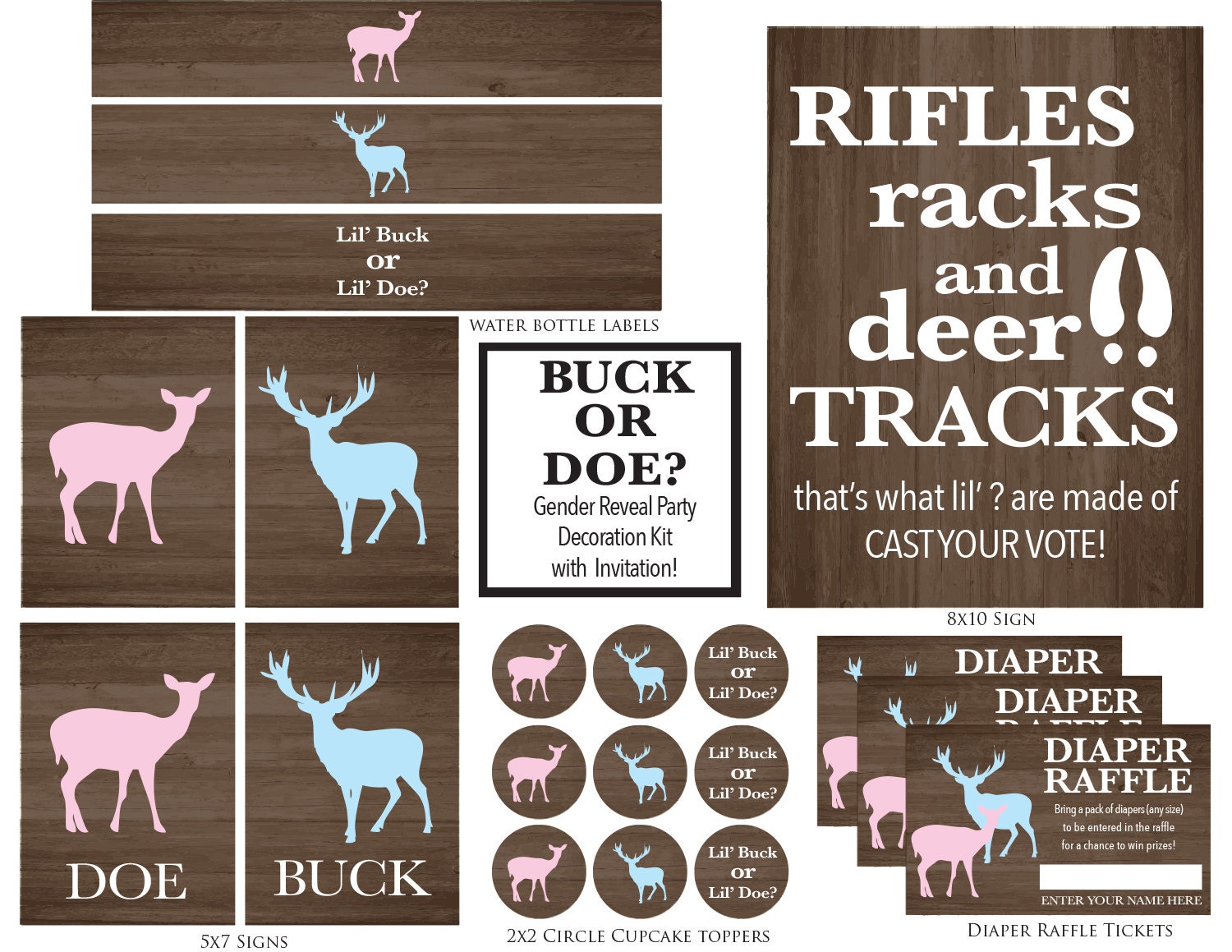 Gender Reveal Buck or Doe Gender Reveal by PixelPerfectInvites