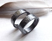 black silver wedding bands, matching rings for him and her, his and hers promise rings, hammered rings silver, matching wedding rings silver