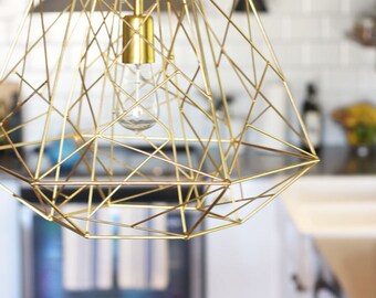 Handmade Pendant Light Chandelier Edison Restoration Industrial style cage diamond