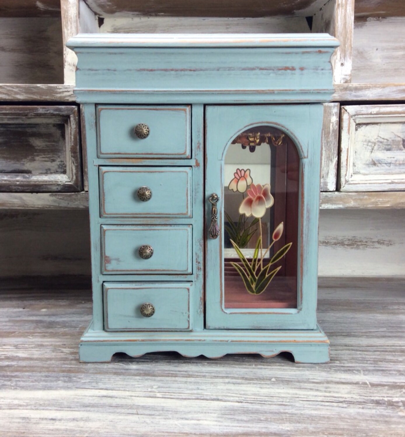 WONDERFUL JEWELRY BOX With Rosy Pink Velvet Lining Cottage
