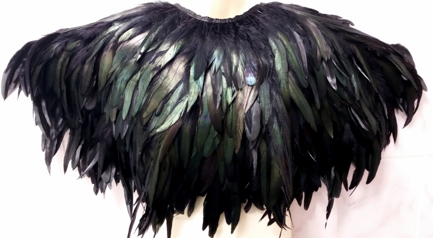 Custom made luxe black feather cape. Unique by WhiteLotusCouture