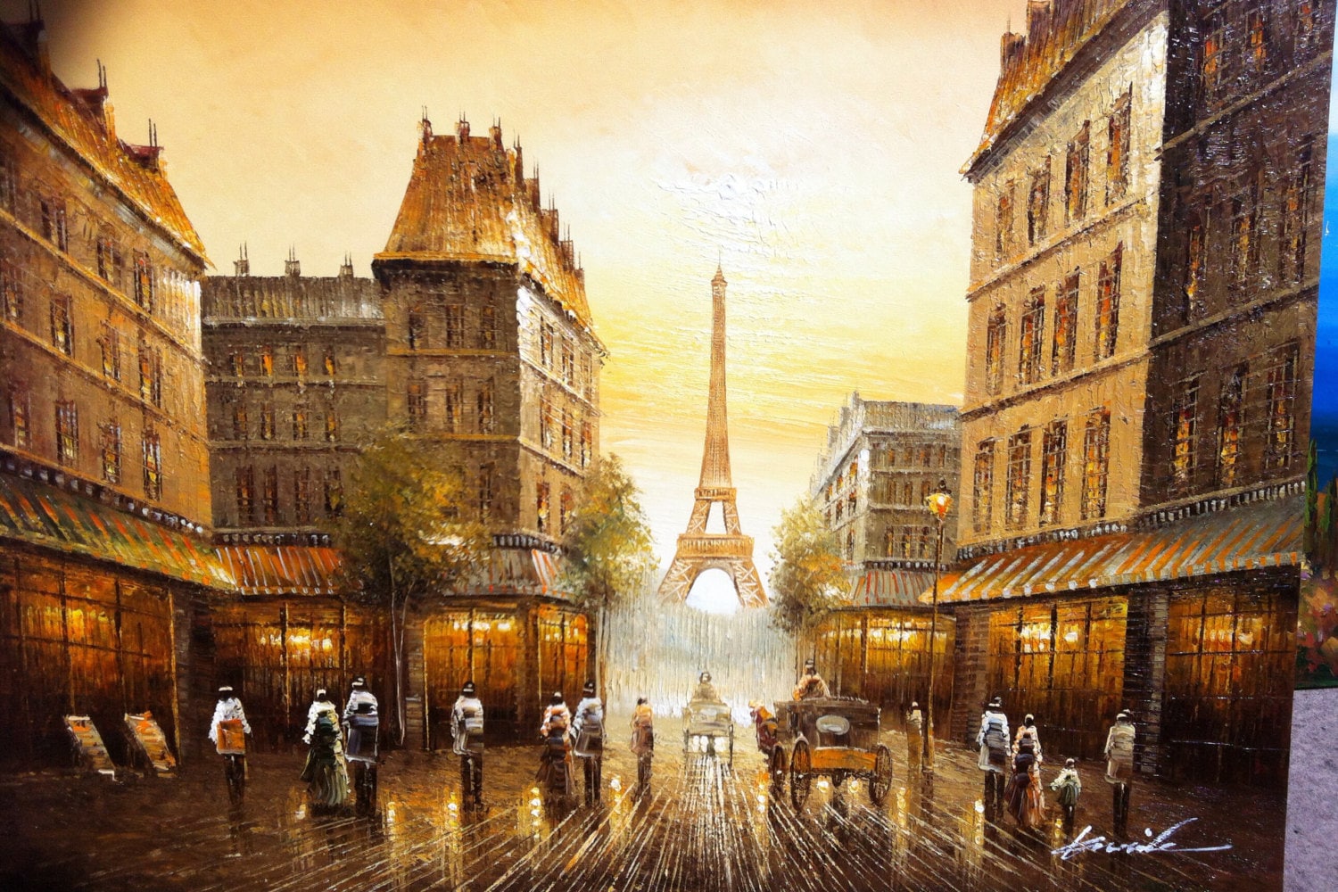 PARIS FRANCE Original Oil Painting 36 x 48