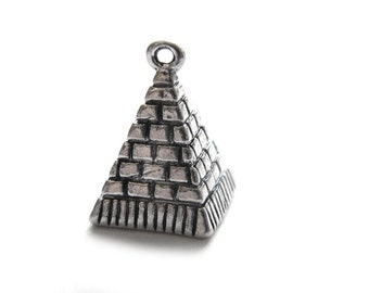 6 Silver Pyramid Charms