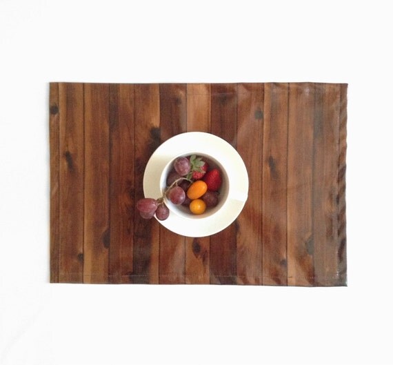 Wood Grain Vinyl Placemat Laminated Cotton by moonroomkids on Etsy
