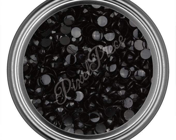 Black Round Rhinestone Gems Flat Back Face Art Nail Art Scrapbook Phone Decoration 2mm 3mm 4mm 5mm 6mm