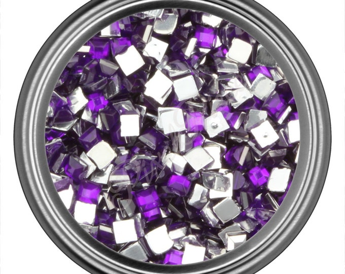 Dark Purple Square Rhinestone Gems Flat Back Face Art Nail Art Scrapbook Phone Decoration 2mm