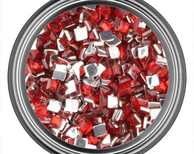 Red Square Rhinestone Gems Flat Back Face Art Nail Art Scrapbook Phone Decoration 2mm