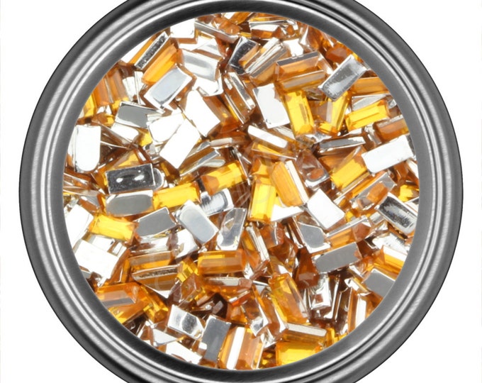 Yellow Rectangle Rhinestone Gems Flat Back Face Art Nail Art Scrapbook Phone Decoration 3mm