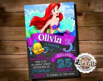The LITTLE MERMAID INVITATION, Custom Mermaid Invitation For Girls Birthday Party, Mermaid Party Decor, Pool Party, Pink Frosting Paperie
