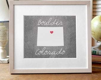 Boulder Colorado State Print, Colorado Print, Concrete Gray State Print, Colorado Gift, Colorado Art