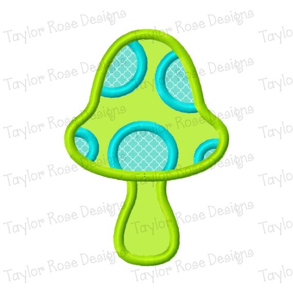 Mushroom Applique Machine Embroidery Design 3x3 4x4 5x7 6x10