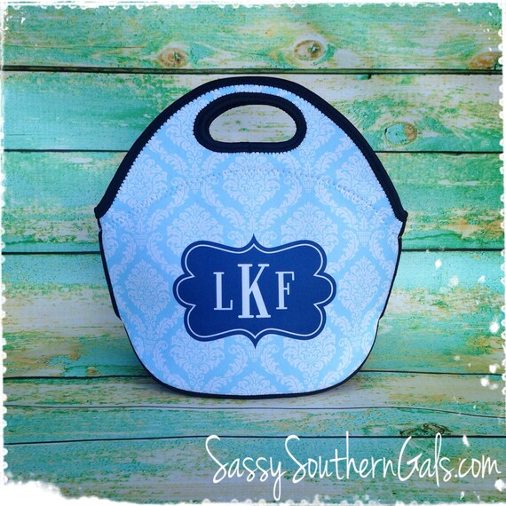 Items similar to Monogrammed Lunch Tote , Monogrammed Lunch Bag