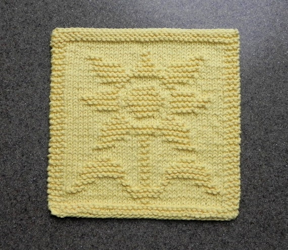 SUNFLOWER Knit Dishcloth. Hand Knitted Unique Design. 100%