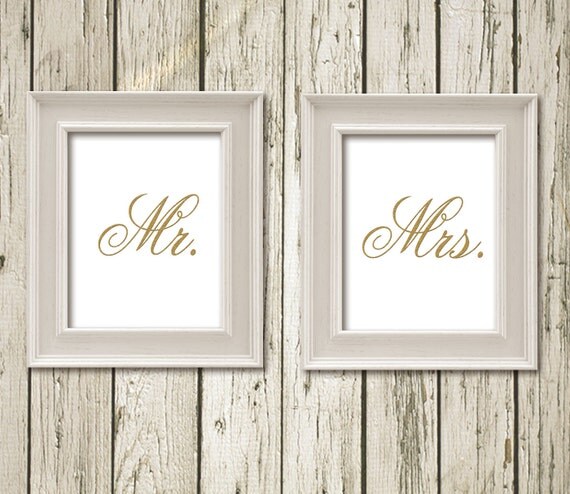 Mr Mrs Gold Sign Print Printable Instant Download Digital Art 10x8 ...