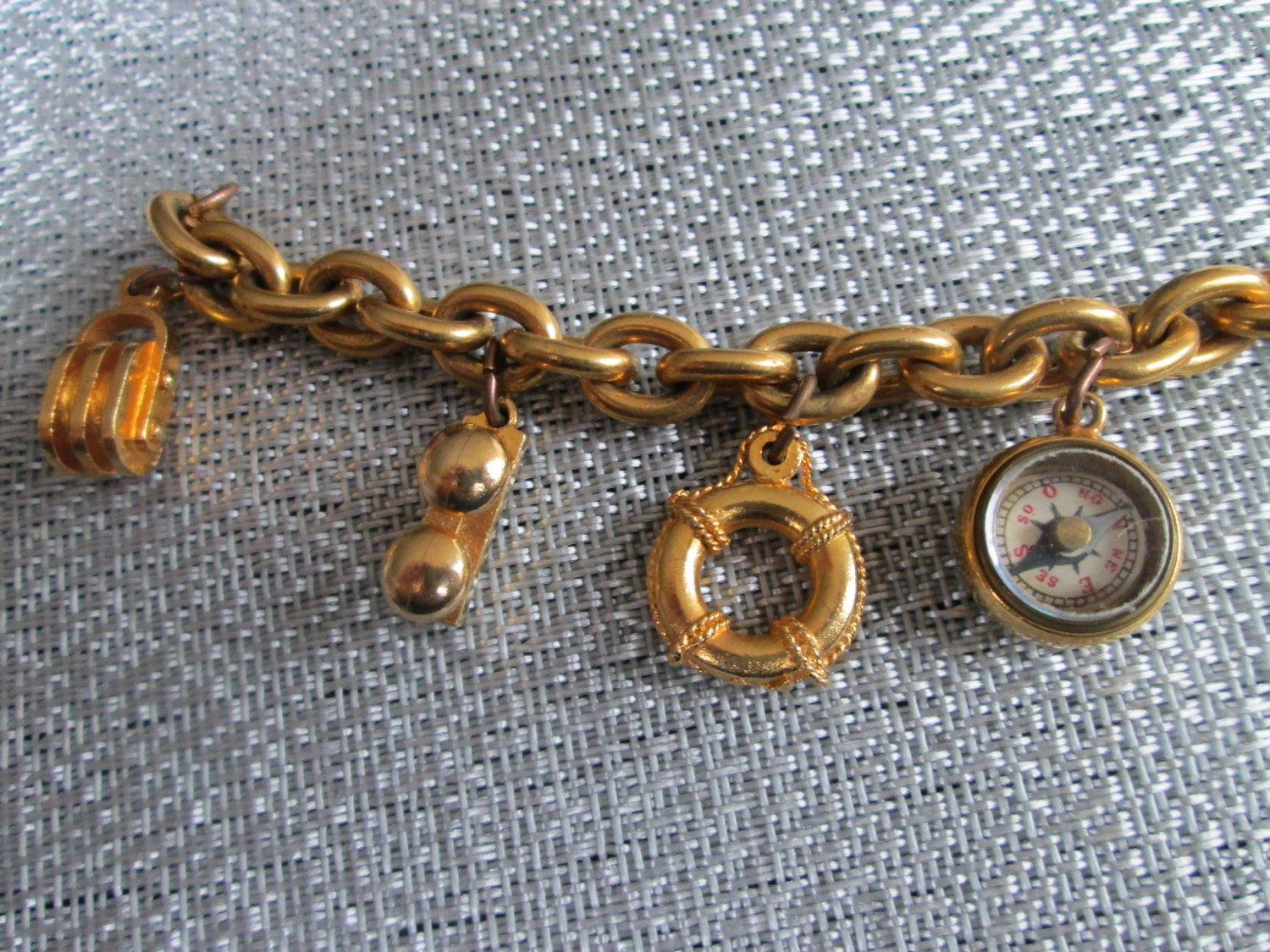 Sailing Charm Bracelet in Gold // Vintage// by truthorwear on Etsy