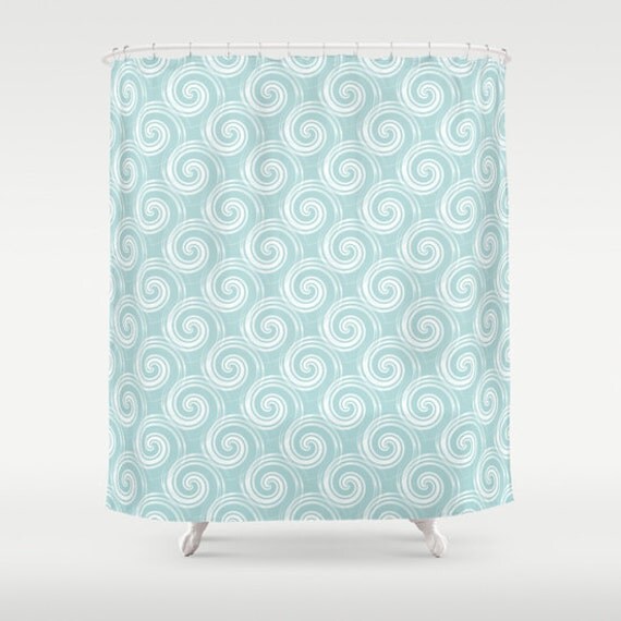 Abstract Shower Curtain Light Teal White Abstract Art Bathroom
