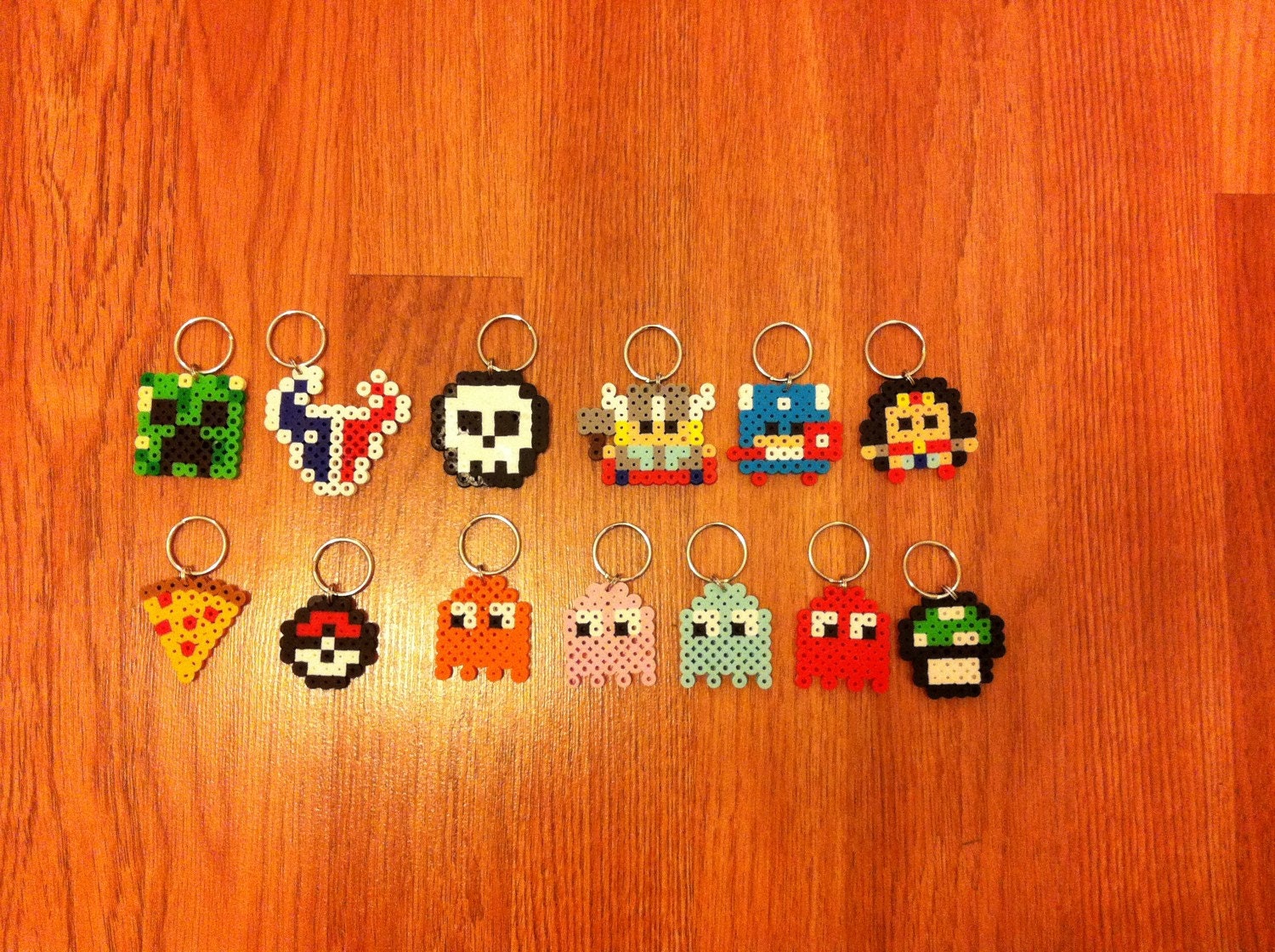 Mini perler bead keychains