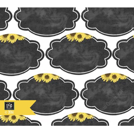 printable blank sunflower chalkboard tags 2x3