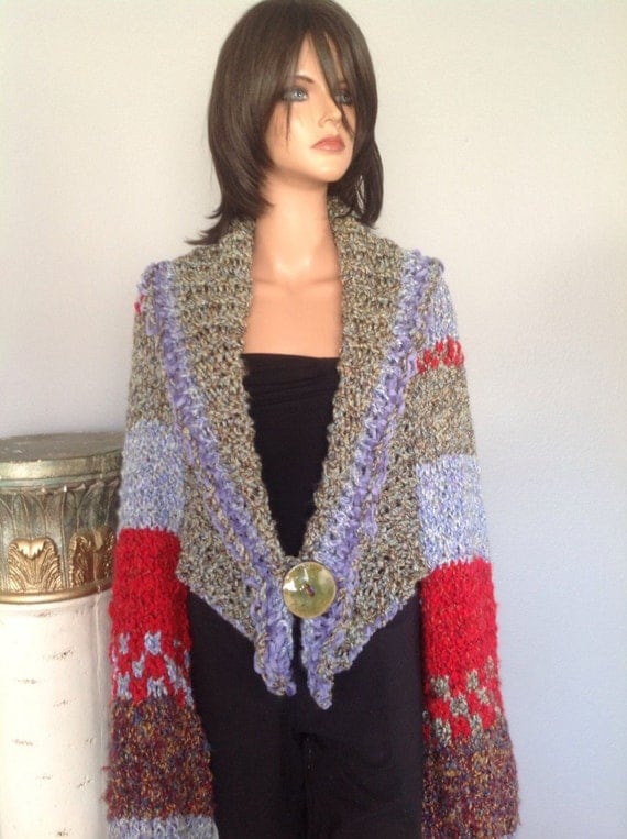 Shrug Sweater Shawl Hand Knits Designer Fashion Multicolor