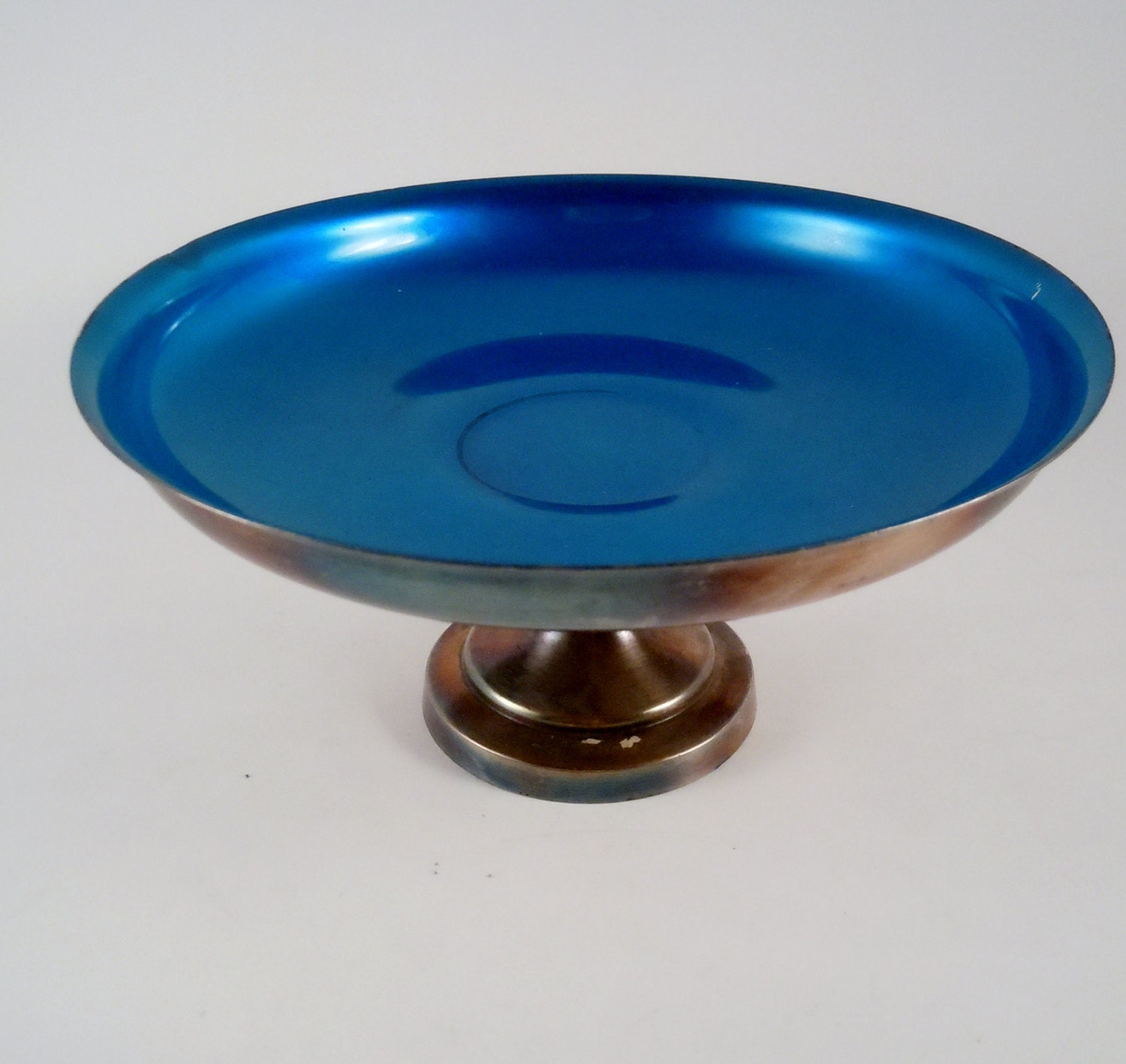 Candy Dish 6” by Oneida Silversmiths Blue Enamel Lined Haute Juice