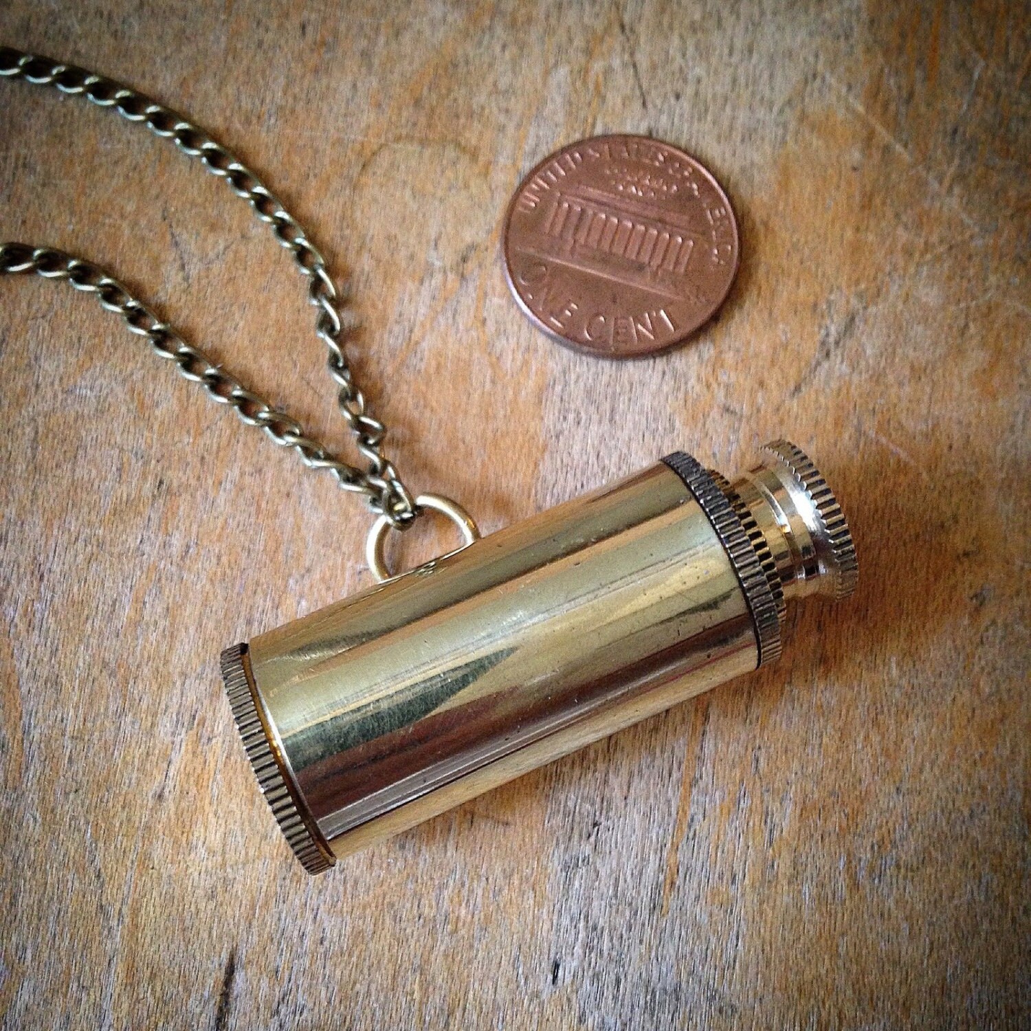 Telescope Necklace Collapsible Spyglass Necklace Shiny Gold