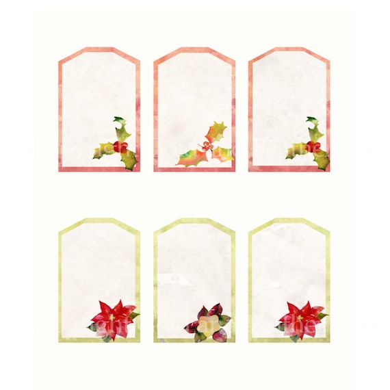 Printable Christmas Hang Tags | holiday printable hang tags watercolour holly poinsettia Printable Christmas Hang Tags | holiday printable hang tags watercolour holly poinsettia