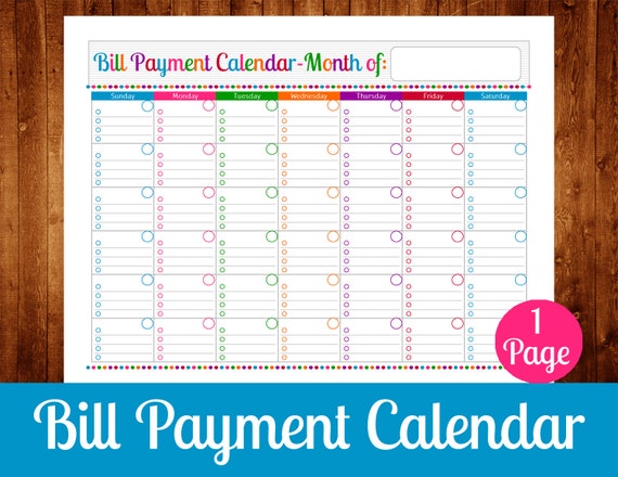 Printable Calendar for Bills - Calendar Templates