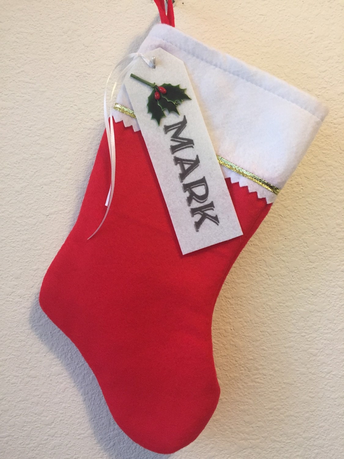 Christmas Stocking NAME TAG Stocking Personalized Name Rustic