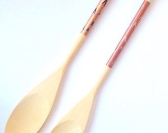 Metallic Hand Painted Wooden Spoons - Set of 2 - Copper and Bronze with ...