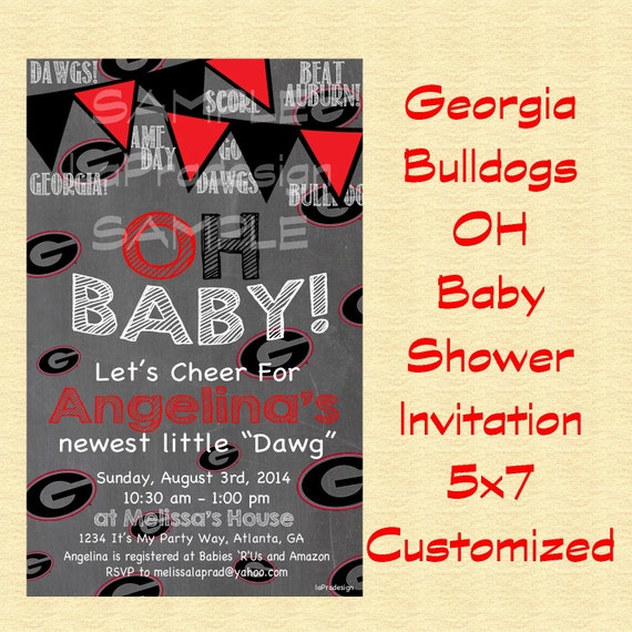 Georgia Bulldogs Baby Shower Invitations 5