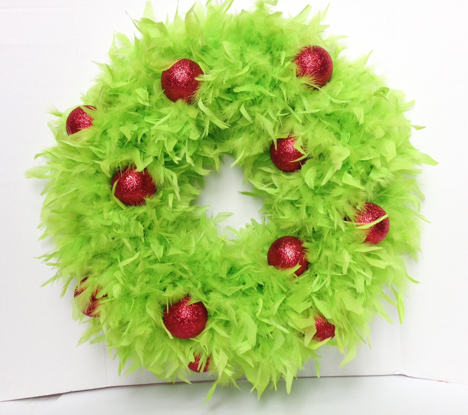 Christmas Wreath - Lime Green wreath - Holiday decor -Wreath -door decoration- Christmas decoration, Christmas wreath- wreath with red