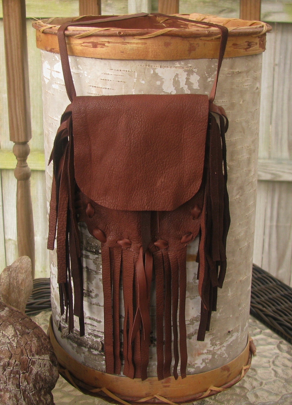 Native America Made Medicine Bag Mahogany Deer Leather William